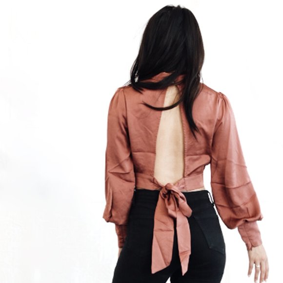 Rose Satin Crop Top - Picture 3 of 3